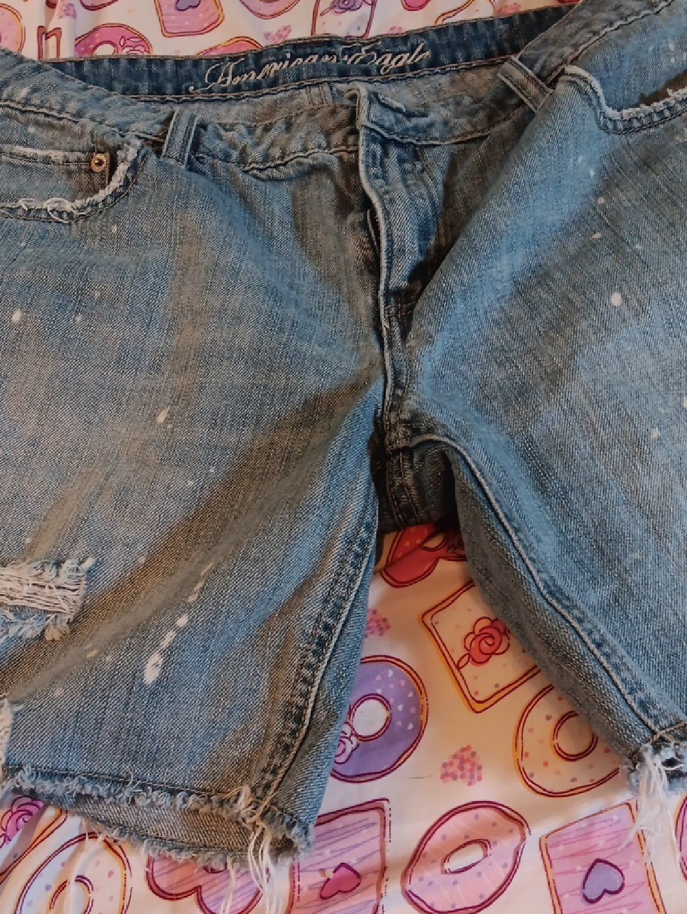 American Eagle Outfitters Light Blue Distressed Jean Shorts